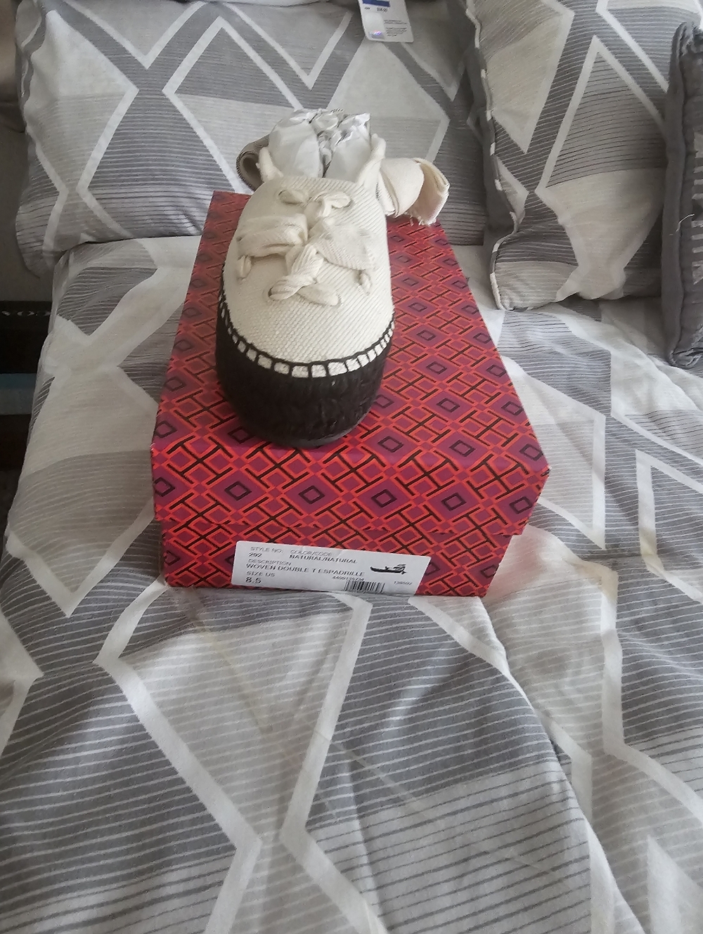 Tory Burch Cream Canvas Sneaker with Dark Brown Sole